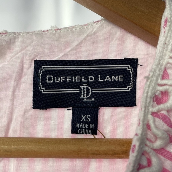 Duffield Lane The Orchard Seersucker Dress in Pink White Size Extra Small - Picture 7 of 10